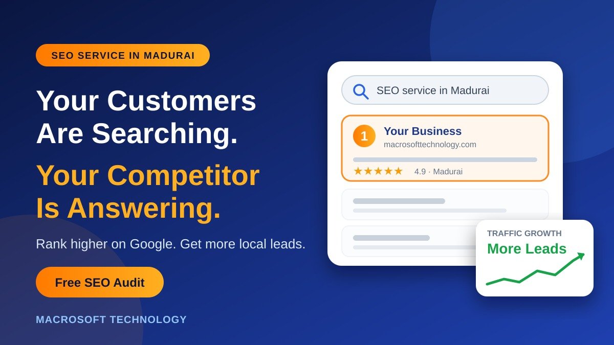 Your Customers Are Searching, Your Competitor Is Answering  SEO Service in Madurai