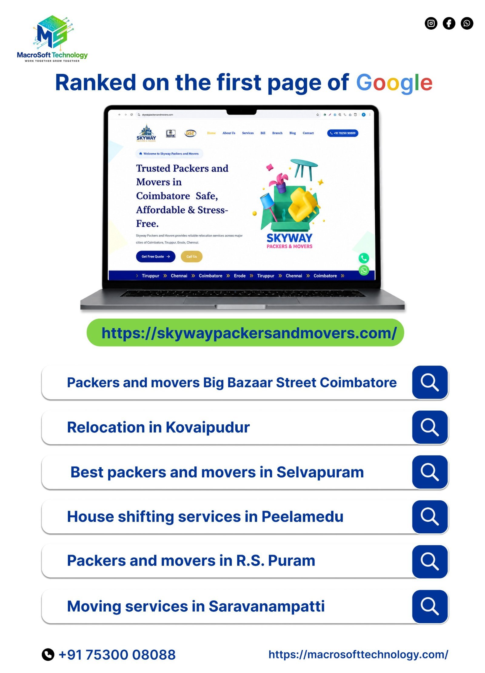 Sky Way Packers and Movers Google Page 1 SEO Proof