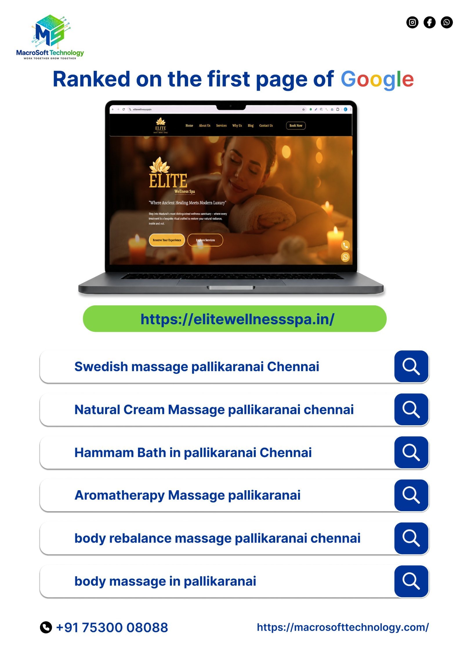 Elite Wellness Spa Google Page 1 SEO Proof