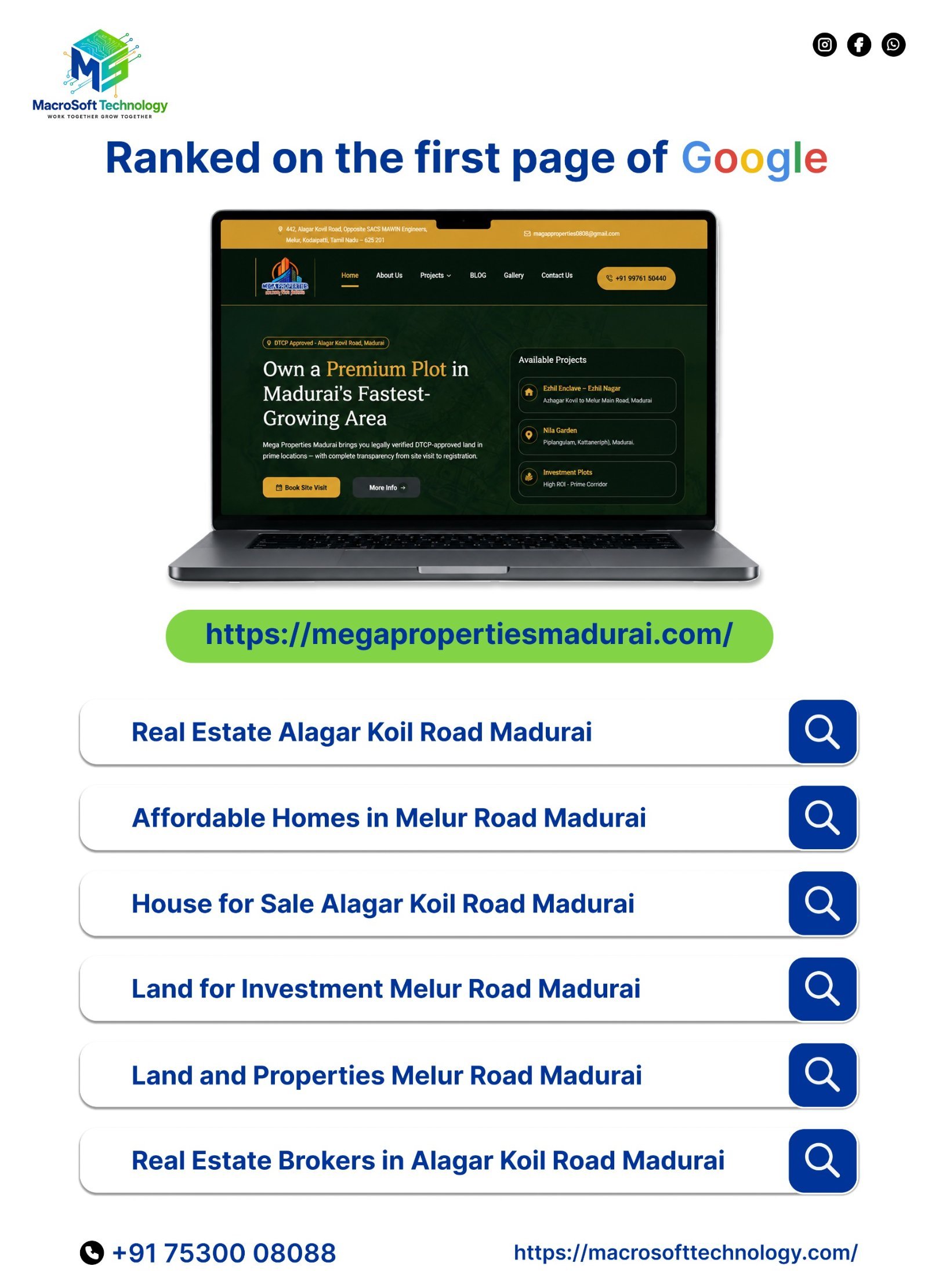 Mega Properties Madurai Google Page 1 SEO Proof